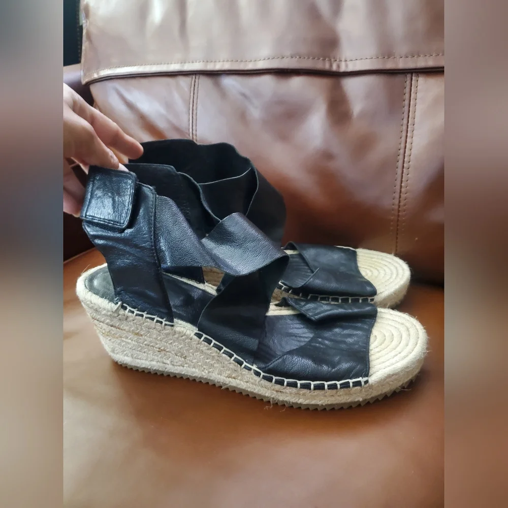 Eileen Fisher Willow Platform Wedge Espadrille Sandals Size 10 New! Has Flaws